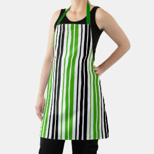 Delantal Diseño de patrón de rayas verdes negras y blancas