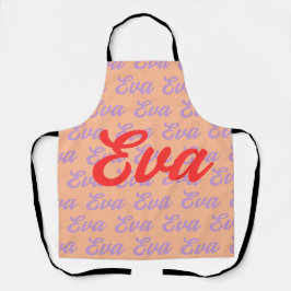 Delantal Diseño de patrón de repetición de nombre de Eva