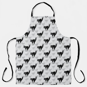 Delantal Diseño de patrón de silueta de sombra de gato negr