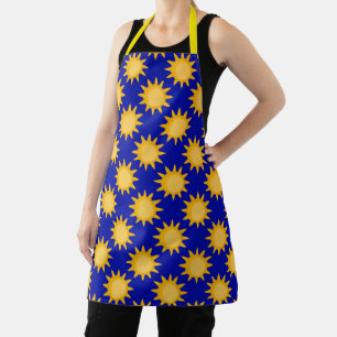 Delantal Diseño de patrón de sol sobre azul