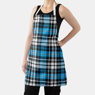 Delantal Diseño de patrón de tartán a cuadros azul negro bl