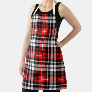 Delantal Diseño de patrón de tartán a cuadros rojos negros