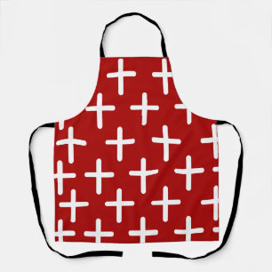 Delantal Diseño de patrones cruzados de cristianismo rojo