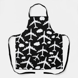 Delantal Diseño de patrones de aeronaves de aviones negros
