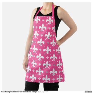 Delantal Diseño de patrones de flor de fondo rosado