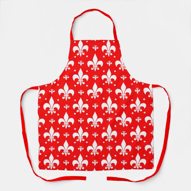 Delantal Diseño de patrones de flor rojo de lis (Anverso)