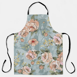Delantal diseño de patrones de flores ilustraciones textile