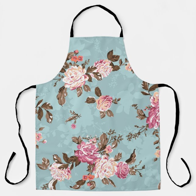 Delantal diseño de patrones de flores ilustraciones textile (Anverso)