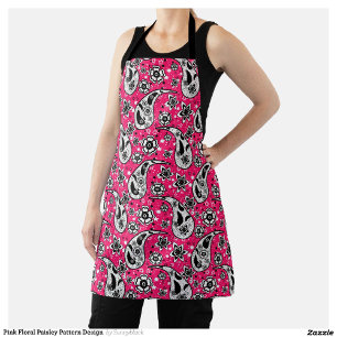 Delantal Diseño de patrones de paisley floral rosa