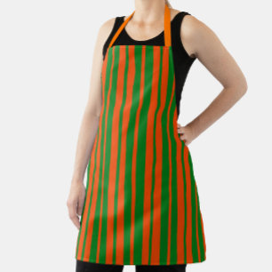 Delantal Diseño de patrones de rayas de estilo verde naranj