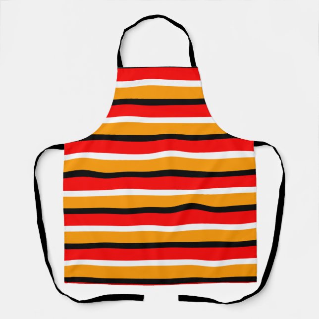 Delantal Diseño de patrones de rayas de Naranja rojo (Anverso)