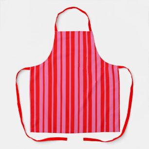 Delantal Diseño de patrones de rayas estilizadas rosadas