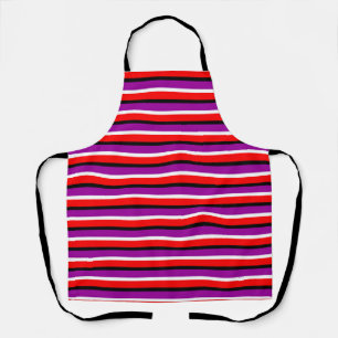 Delantal Diseño de patrones de rayas púrpuras rojas
