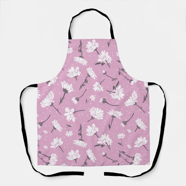 Delantal Diseño de patrones florales rosados - Arte elegant (Anverso)