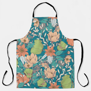 Delantal Diseño de patrones impecable con flores dibujadas 
