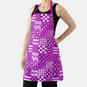 Delantal Diseño de patrones púrpura blanco mixto