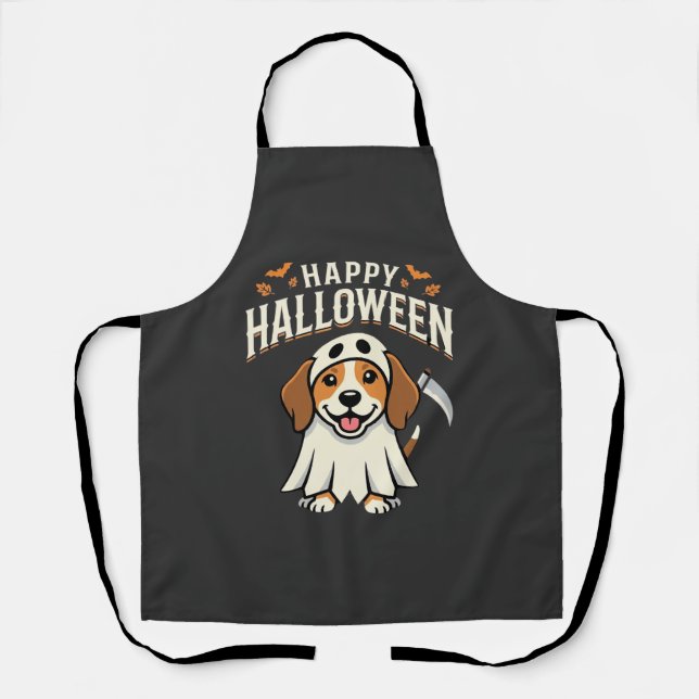 Delantal Diseño de perro Beagle Feliz Halloween_1 (Anverso)