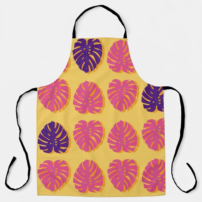 Delantal Diseño de plantas tropicales sin foco Monstera Haw (Anverso)