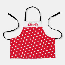 Diseño de Punto Polka Rojo Elegante Cocina Persona
