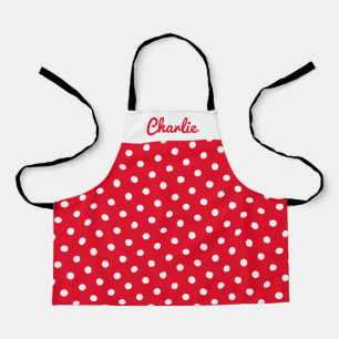 Delantal Diseño de Punto Polka Rojo Elegante Cocina Persona