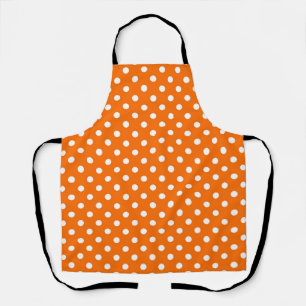 Delantal Diseño de puntos de polka blanco naranja