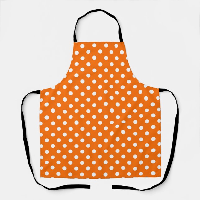 Delantal Diseño de puntos de polka blanco naranja (Anverso)