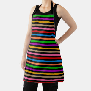 Delantal Diseño de rayas de arcoíris coloridas - negro