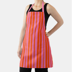 Delantal Diseño de rayas de estilo rosado naranja