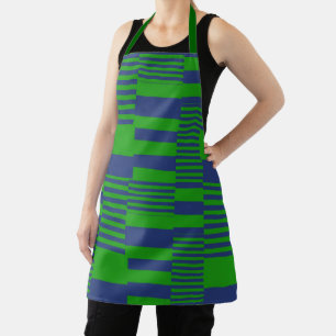 Delantal Diseño de rayas de patchwork azul verde