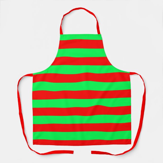 Delantal Diseño de rayas rojas y verdes (Anverso)