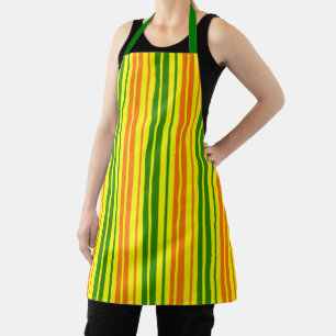 Delantal Diseño de rayas verticales naranja amarillo verde