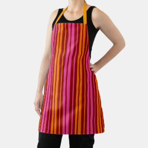 Delantal Diseño de rayas verticales naranja rosa rojo  