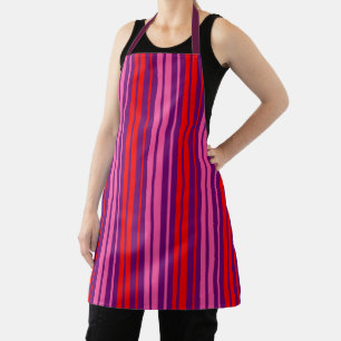 Delantal Diseño de rayas verticales rosa morado rojo  