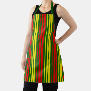 Delantal Diseño de rayas verticales verde amarillo rojo