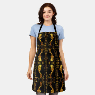 Delantal Diseño de Remolino Opulento Líquido Oro Negro Mono
