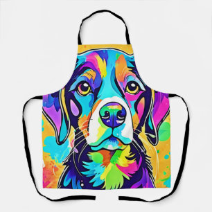 Delantal Diseño de retrato de perro arco iris