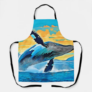 Delantal Diseño de Salto de Libertad Oceánica de Ballena Jo
