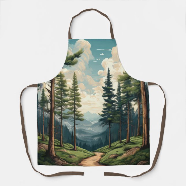 Delantal Diseño de senderos para bosques de Serene Pine (Anverso)