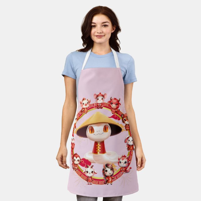 Delantal Diseño de serpientes de Año Nuevo lunar chino 3 (Gastado)