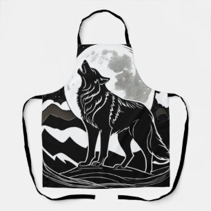 Delantal Diseño de silueta de lobo nocturno