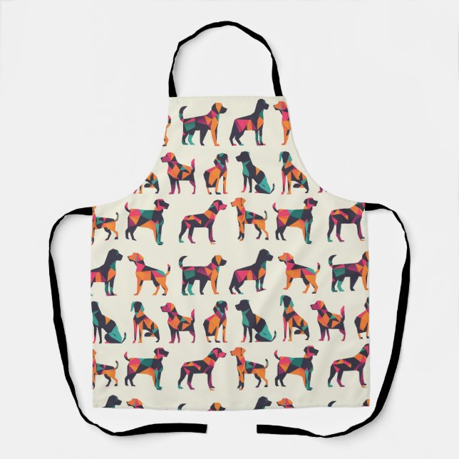 Delantal Diseño de siluetas de perro geométricas (Anverso)