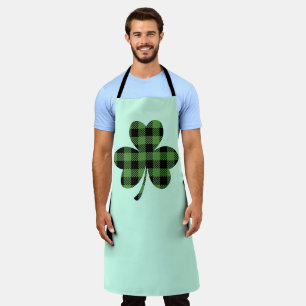 Delantal Diseño de trébol de shamrock de cuadros de Búfalo 