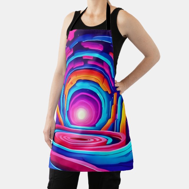 Delantal Diseño de túnel de arte neón geométrico vibrante (in situ)