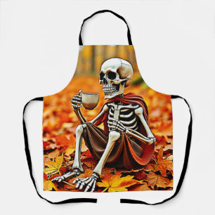 Delantal Diseño de vacaciones de café en Skeleton de otoño