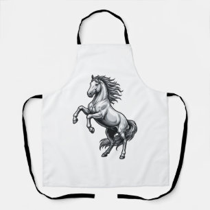 Delantal Diseño de vector de caballo encabritado con grabad