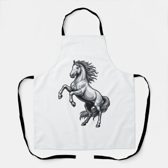 Delantal Diseño de vector de caballo encabritado con grabad (Anverso)