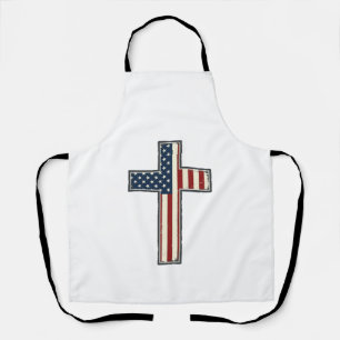 Delantal Diseño de vector de cruz patriótica angustiado_1