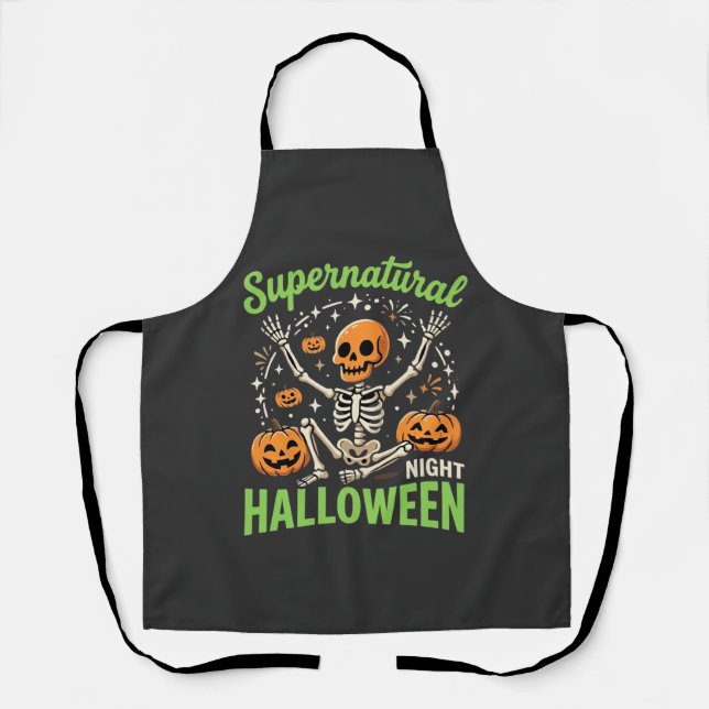 Delantal Diseño de vector de Halloween de esqueleto sobrena (Anverso)