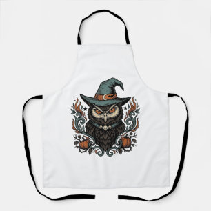 Delantal Diseño de vector de sombrero de bruja de búho de H