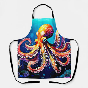 Delantal Diseño de vista de pulpo colorido